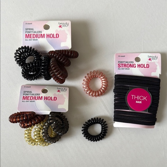 Black and Brown Spiral Hair Ties Set with Gentle Hold - Picture 1 of 3